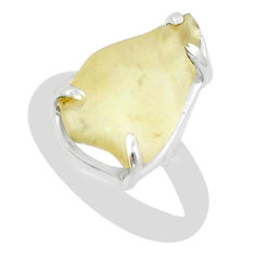 5.84cts solitaire natural libyan desert glass 925 silver ring size 8.5 u89086
