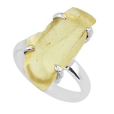 9.99cts solitaire natural libyan desert glass 925 silver ring size 8.5 y26846