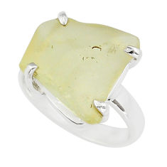 9.56cts solitaire natural libyan desert glass 925 silver ring size 7.5 y26901