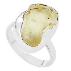 7.77cts solitaire natural libyan desert glass fancy silver ring size 7 u49895