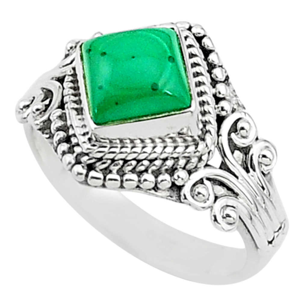 1.21cts solitaire natural malachite (pilot's stone) 925 silver ring size 5 t3611