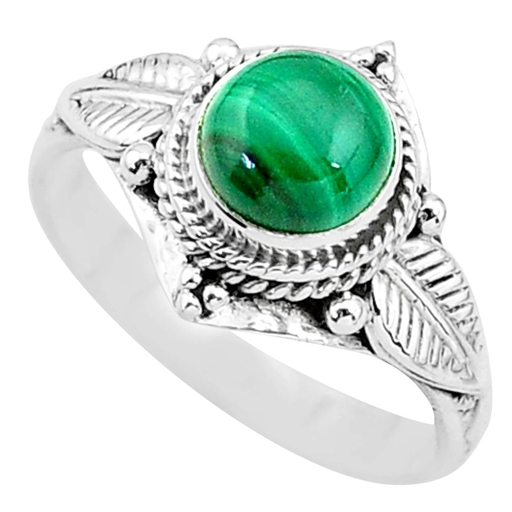 2.53cts solitaire natural malachite (pilot's stone) 925 silver ring size 8 t3609
