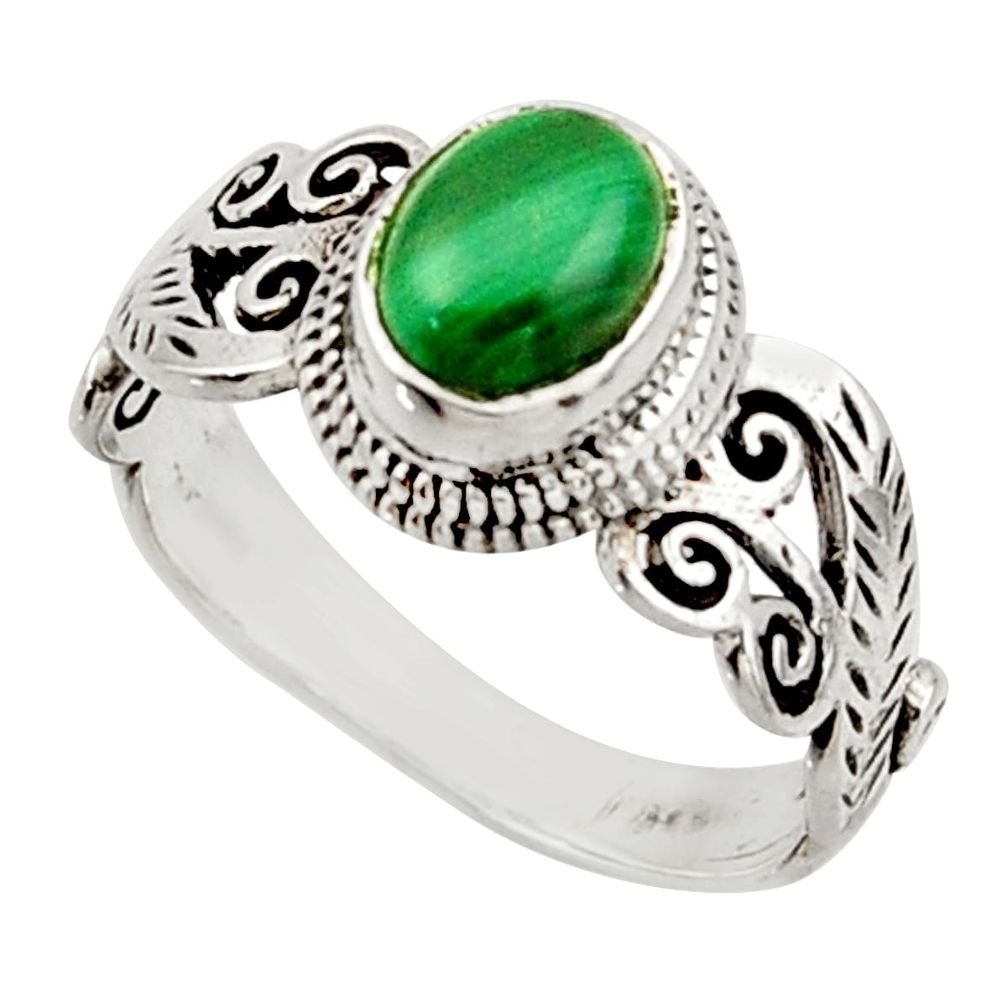 2.13cts solitaire natural malachite (pilot's stone) silver ring size 8.5 r40725