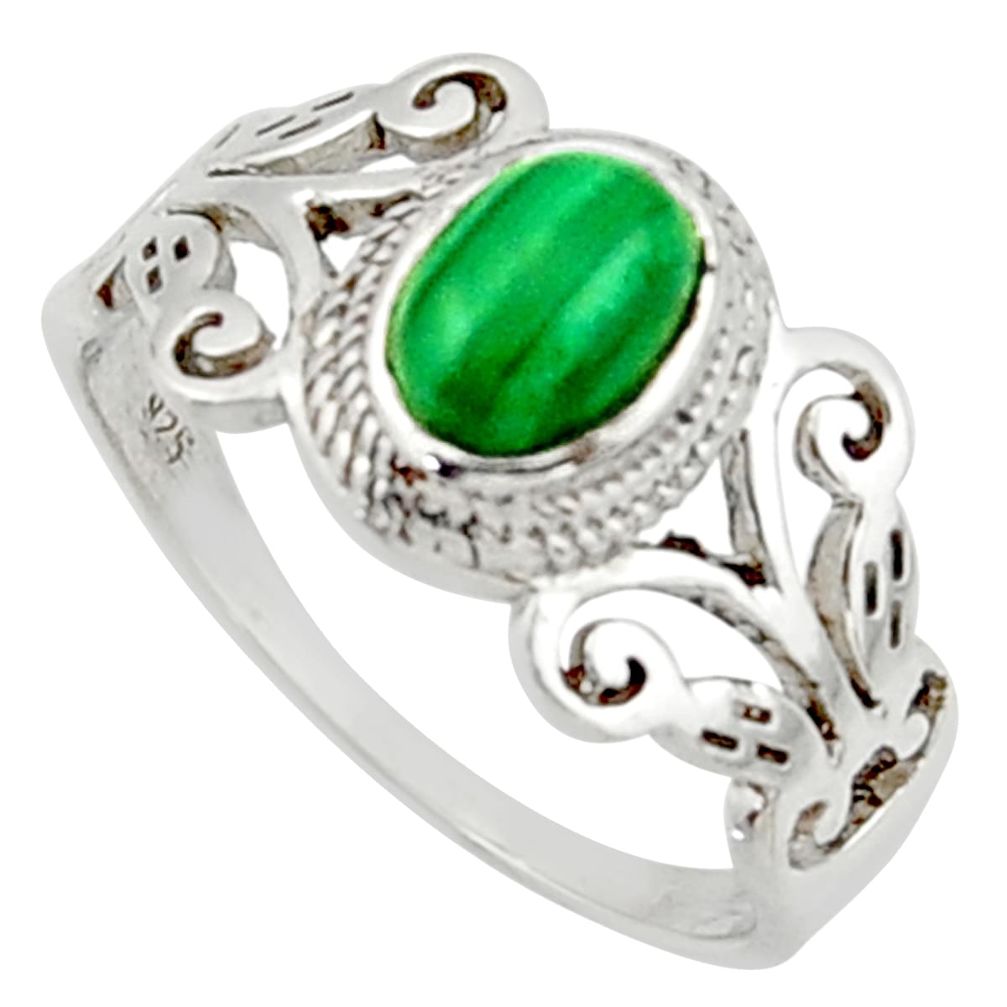 1.55cts solitaire natural malachite (pilot's stone) silver ring size 6 r40742