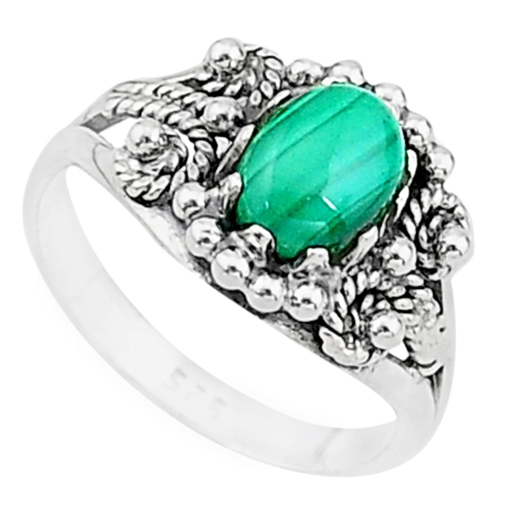 2.11cts solitaire natural malachite (pilot's stone) silver ring size 7 t15484