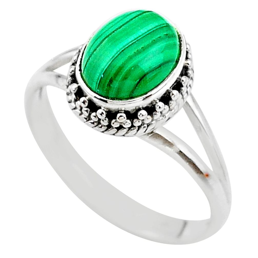3.14cts solitaire natural malachite (pilot's stone) silver ring size 7 t20045