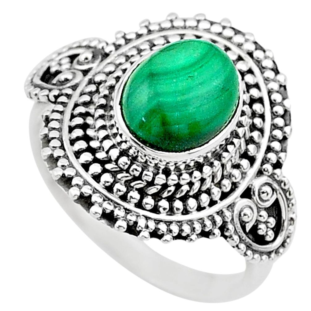 3.28cts solitaire natural malachite (pilot's stone) silver ring size 7 t20185