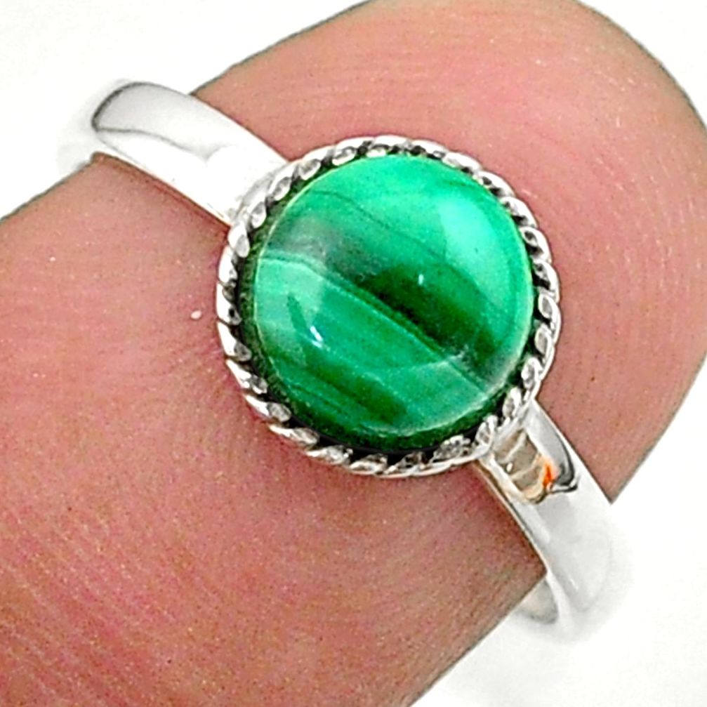 2.60cts solitaire natural malachite (pilot's stone) silver ring size 7 t41368