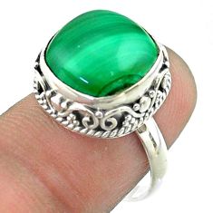 6.62cts solitaire natural malachite (pilot's stone) silver ring size 7 t55861