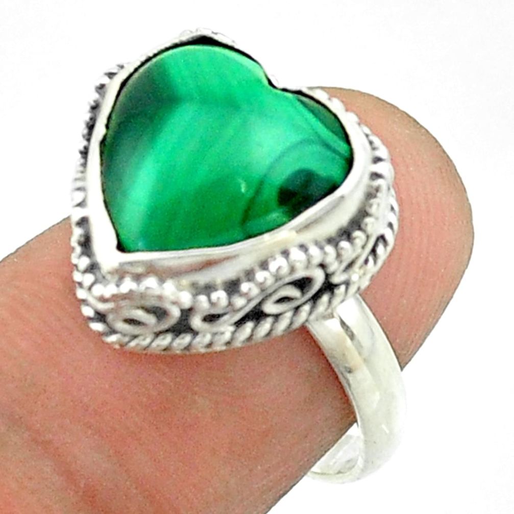 6.82cts solitaire natural malachite (pilot's stone) silver ring size 7 t55913