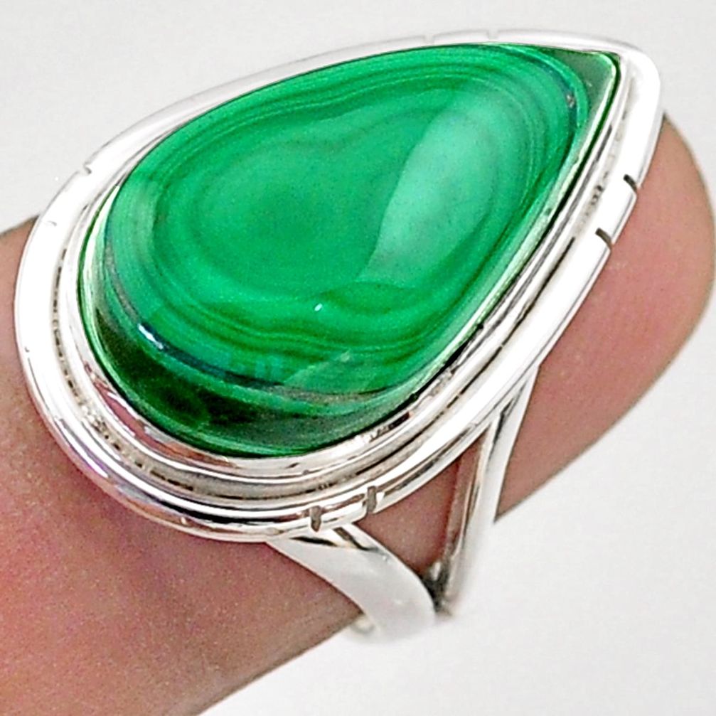 13.07cts solitaire natural malachite (pilot's stone) silver ring size 7 t62550