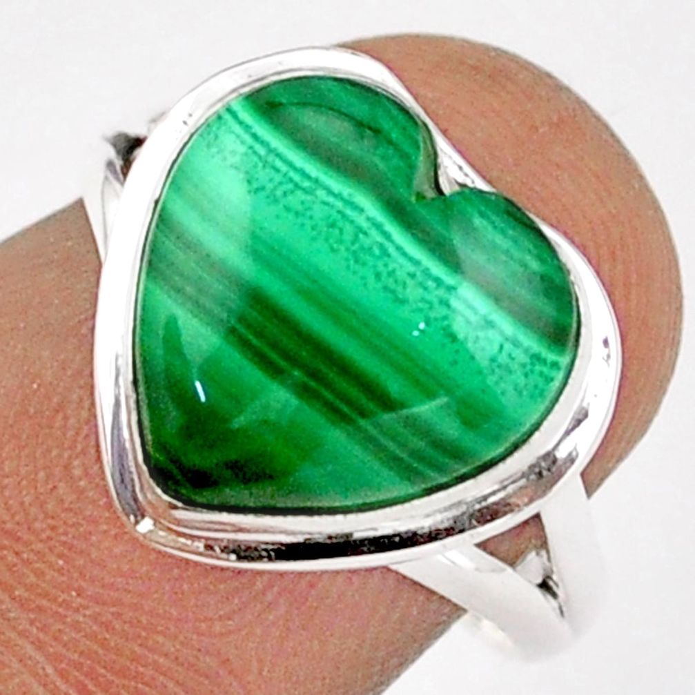 6.54cts solitaire natural malachite (pilot's stone) silver ring size 7 t93176