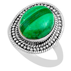 5.08cts solitaire natural malachite (pilot's stone) silver ring size 7 u88161