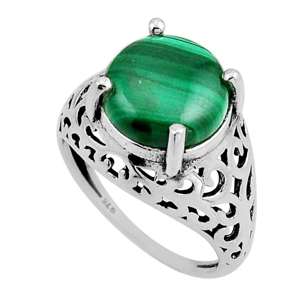 5.38cts solitaire natural malachite (pilot's stone) silver ring size 7 y95784