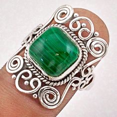 5.75cts solitaire natural malachite (pilot's stone) silver ring size 8 t90845