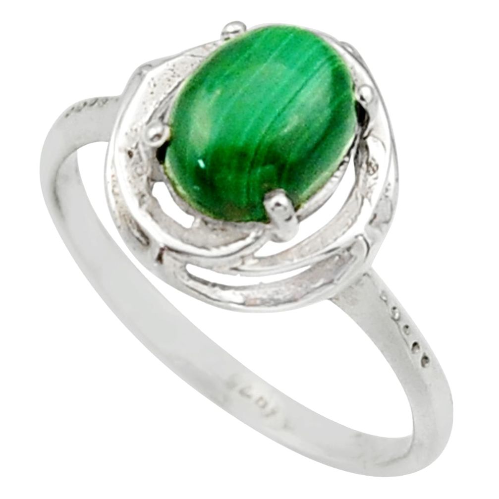 3.07cts solitaire natural malachite (pilot's stone) silver ring size 9 r40633