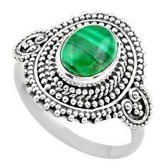 3.40cts solitaire natural malachite (pilot's stone) silver ring size 9 t20194