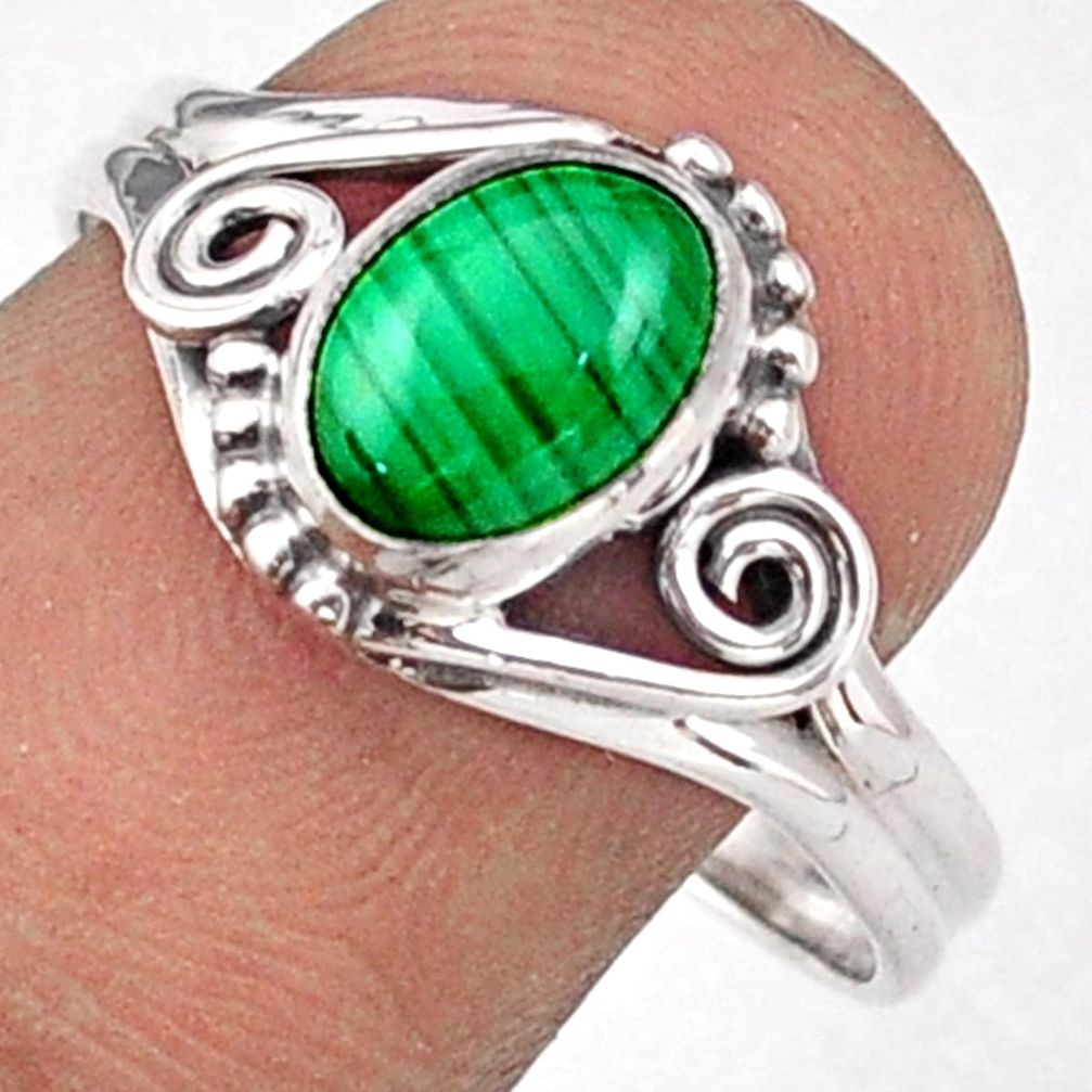 2.31cts solitaire natural malachite (pilot's stone) silver ring size 9 t93074