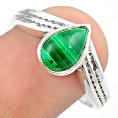 2.46cts solitaire natural malachite (pilot's stone) silver ring size 9 u23906