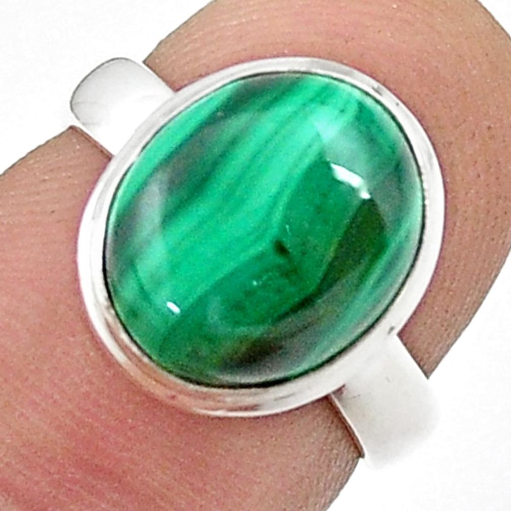 5.04cts solitaire natural malachite (pilot's stone) silver ring size 5.5 u47547