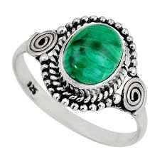 3.21cts solitaire natural malachite (pilot's stone) silver ring size 7.5 y79815