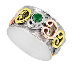 0.42cts solitaire natural malachite 925 silver gold band ring size 8.5 y55101