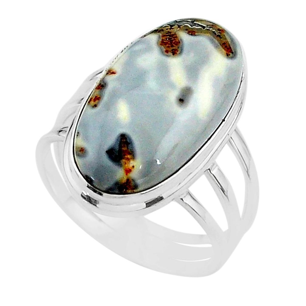 19.48cts solitaire natural malinga jasper 925 silver ring size 10.5 t17867