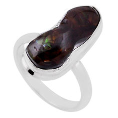 7.31cts solitaire natural mexican fire agate 925 silver ring size 7.5 n30791
