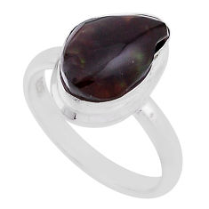 5.09cts solitaire natural mexican fire agate 925 silver ring size 7.5 n30794