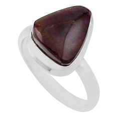 5.54cts solitaire natural mexican fire agate 925 silver ring size 7.5 n30796
