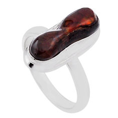 5.12cts solitaire natural mexican fire agate 925 silver ring size 6.5 n30797