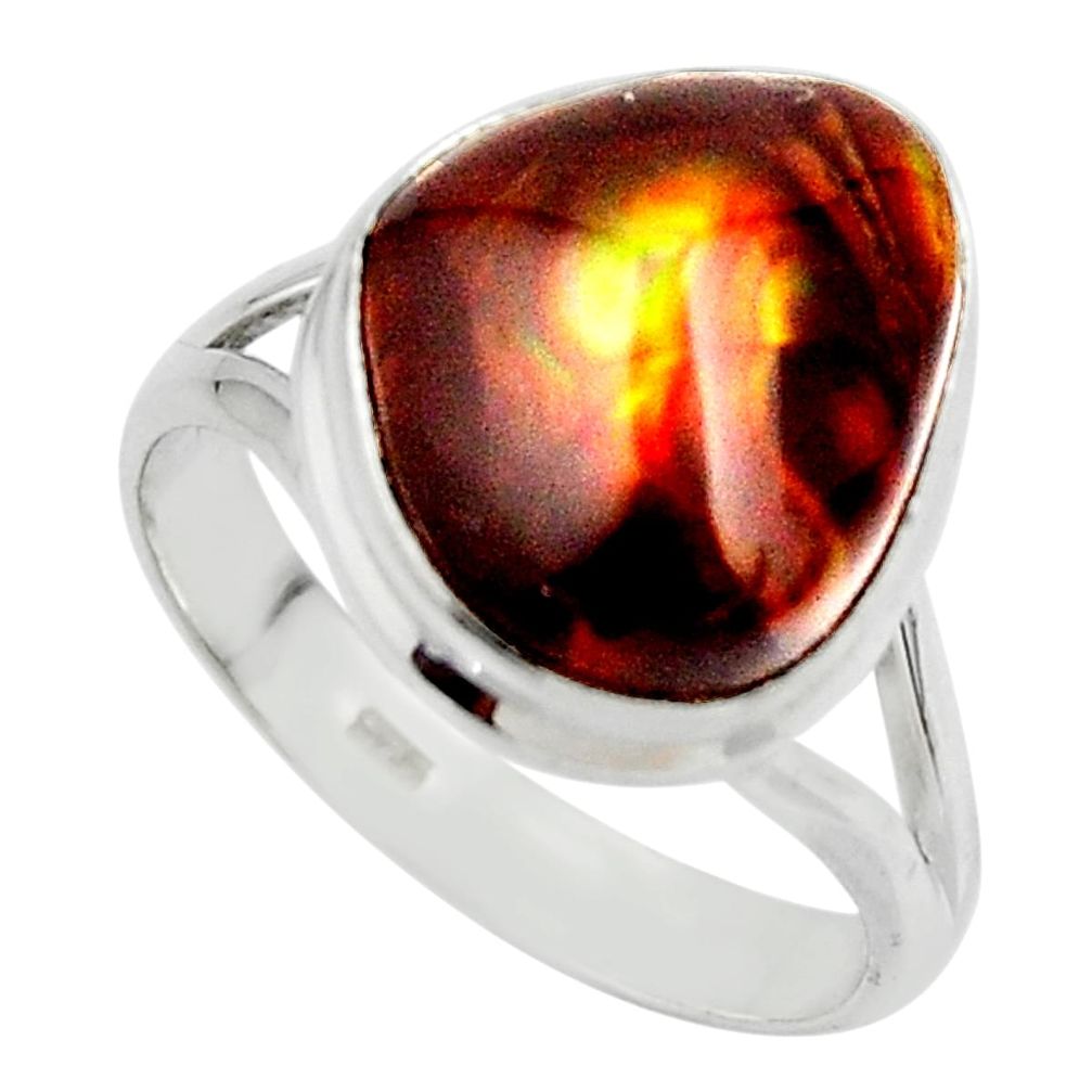 9.30cts solitaire natural mexican fire agate 925 silver ring size 9.5 r50092