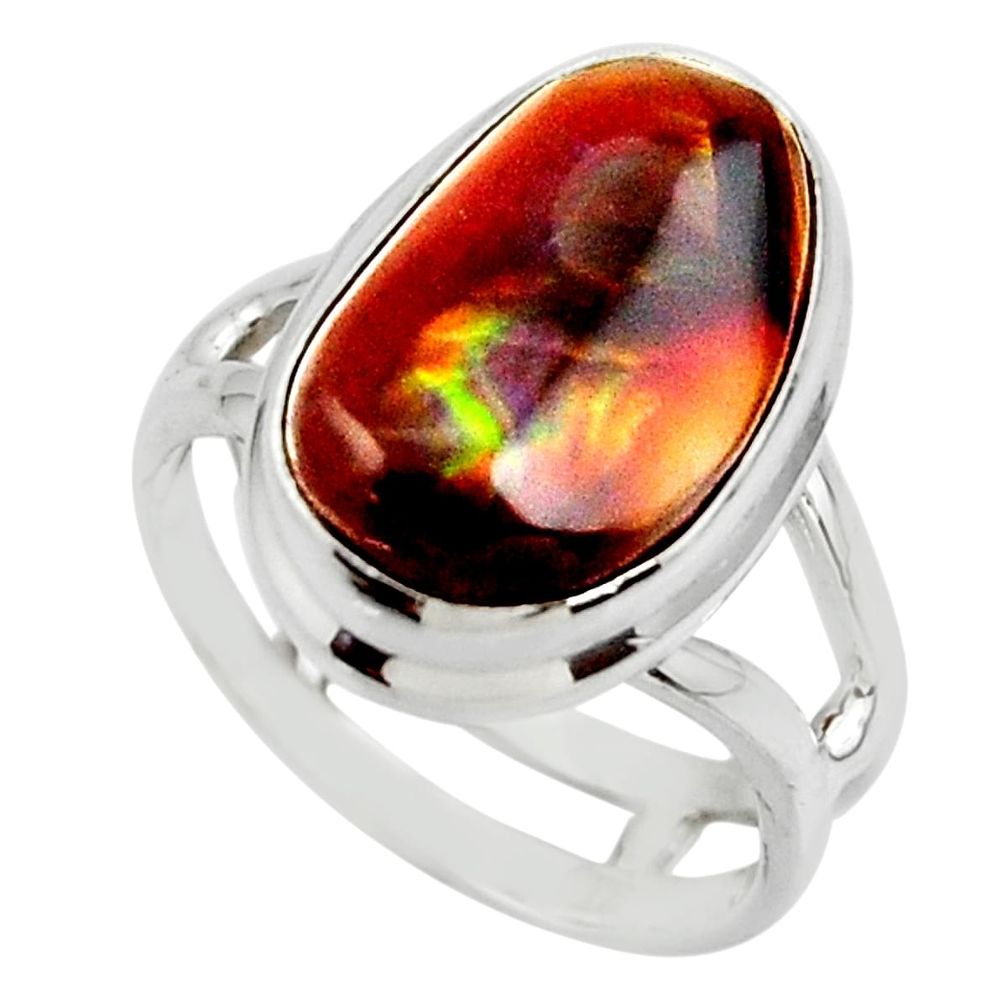 8.42cts solitaire natural mexican fire agate 925 silver ring size 6.5 r50098