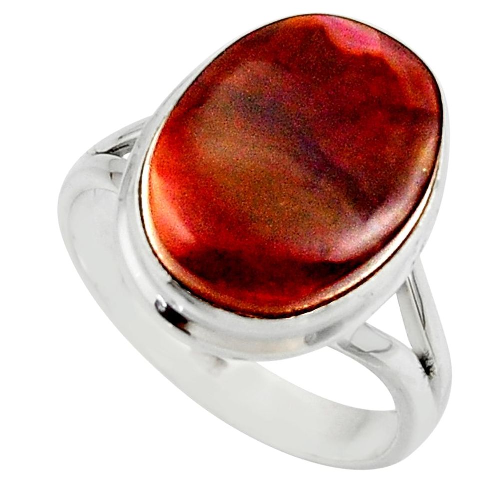 8.77cts solitaire natural mexican fire agate 925 silver ring size 8.5 r50099