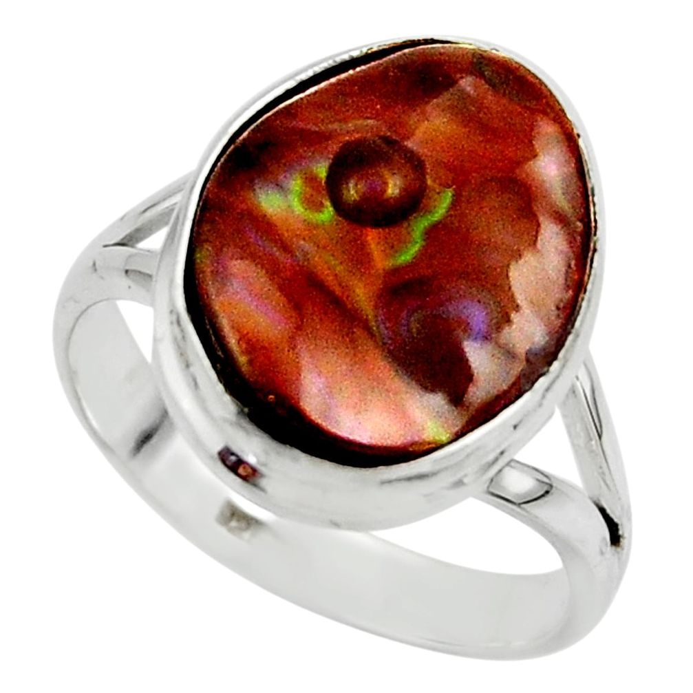 7.04cts solitaire natural mexican fire agate 925 silver ring size 8.5 r50106