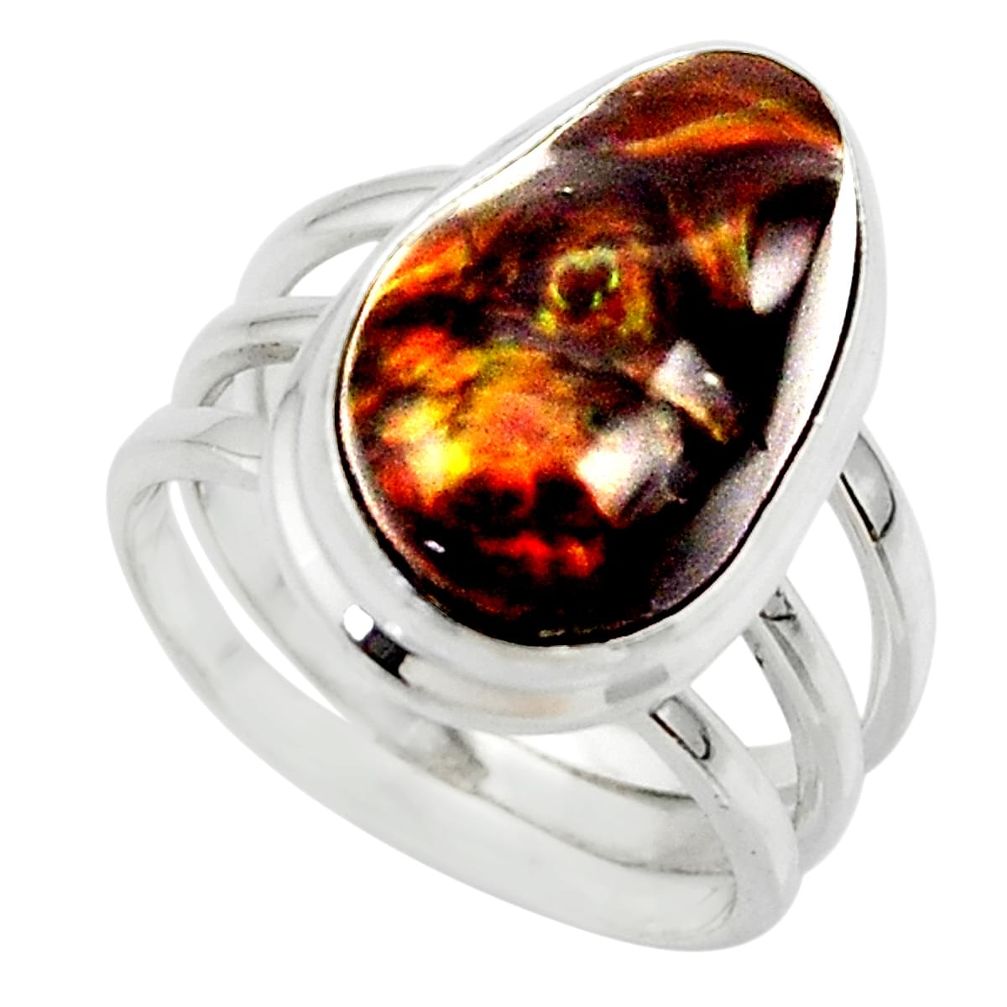 8.76cts solitaire natural mexican fire agate 925 silver ring size 6.5 r50110