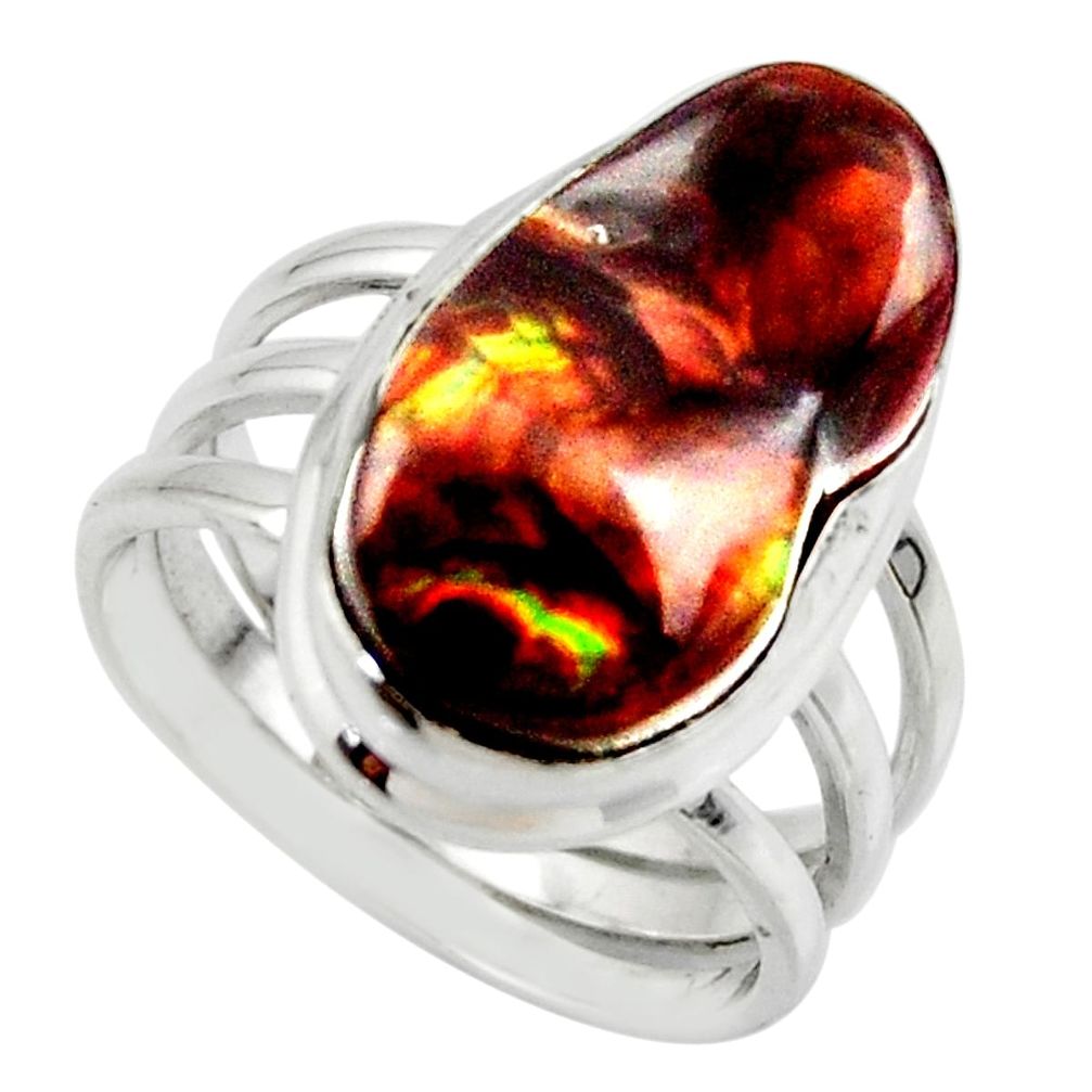 11.37cts solitaire natural mexican fire agate 925 silver ring size 7.5 r50117