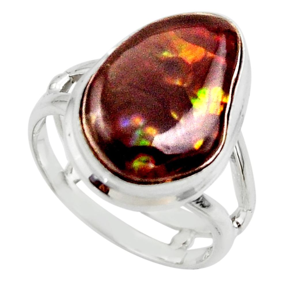 9.47cts solitaire natural mexican fire agate 925 silver ring size 6.5 r50118