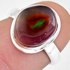 5.48cts solitaire natural mexican fire agate 925 silver ring size 6 u58753