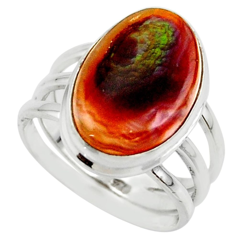 8.76cts solitaire natural mexican fire agate 925 silver ring size 7 r50102
