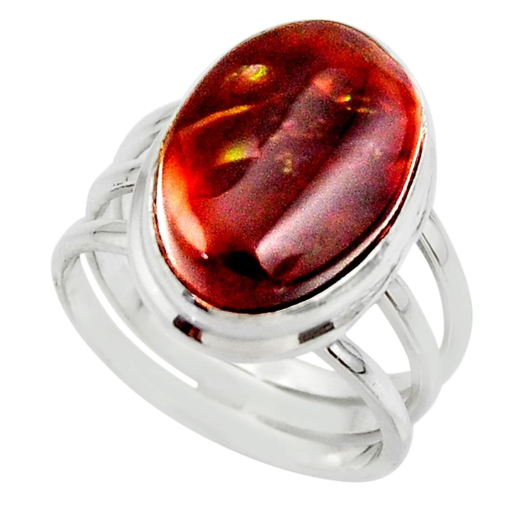 10.37cts solitaire natural mexican fire agate 925 silver ring size 8 r50113