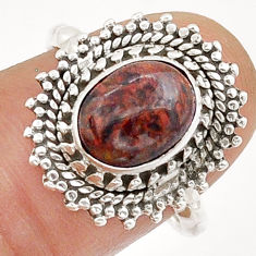 4.03cts solitaire natural mexican fire agate 925 silver ring size 7.5 u87885