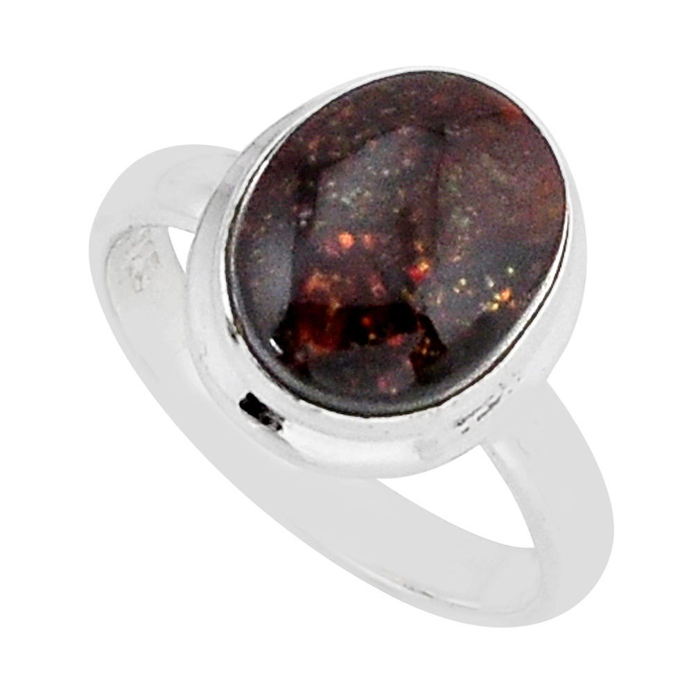 4.92cts solitaire natural mexican fire agate 925 silver ring size 6.5 y69114