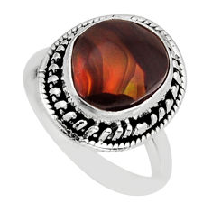 4.67cts solitaire natural mexican fire agate 925 silver ring size 6.5 y78022