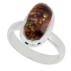 5.07cts solitaire natural mexican fire agate fancy 925 silver ring size 7 y26338