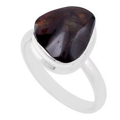 5.08cts solitaire natural mexican fire agate fancy 925 silver ring size 8 n30792