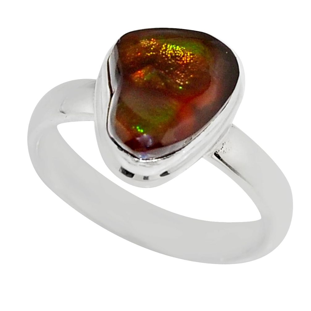 4.87cts solitaire natural mexican fire agate fancy 925 silver ring size 8 y26316