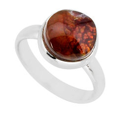 5.78cts solitaire natural mexican fire agate fancy 925 silver ring size 8 y69587