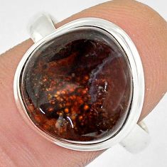 7.25cts solitaire natural mexican fire agate fancy 925 silver ring size 9 u58736