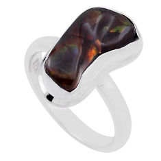 5.79cts solitaire natural mexican fire agate fancy silver ring size 6.5 n30789